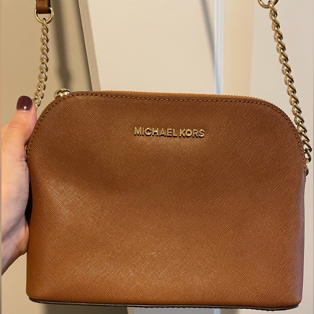 Michael Kors Cindy Dome Crossbody, Fawn Saffiano Leather